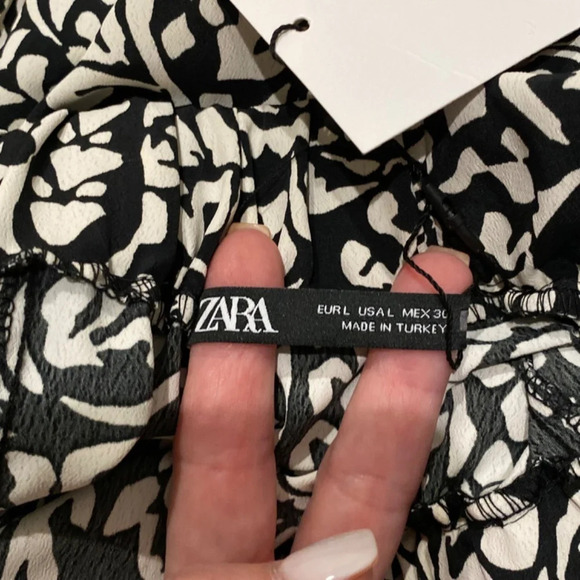 Zara Black white pattern tassel tie maxi skirt 16632 - Picture 10 of 15